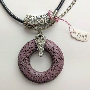 Handmade Lava Stone Aromatherapy Diffuser Necklaces - Purple